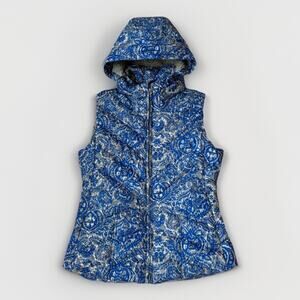 Patagonia Womens Down With It Vest Hooded Puffer Goose Down Blue 600 Fill Medium